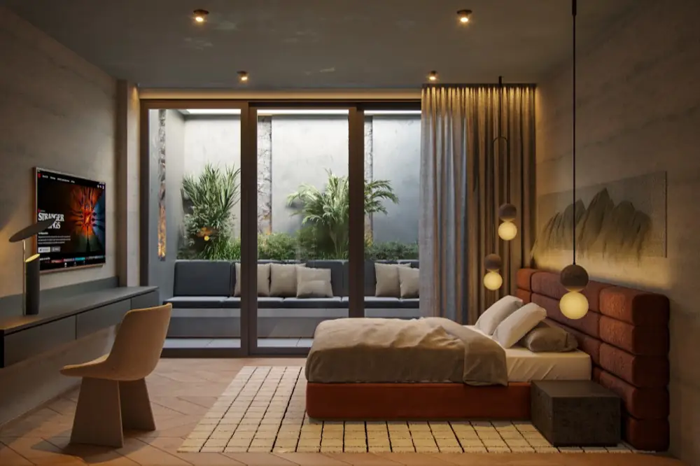 Habitación de un apartamento de Altitude 93 con salida a terraza y jardín